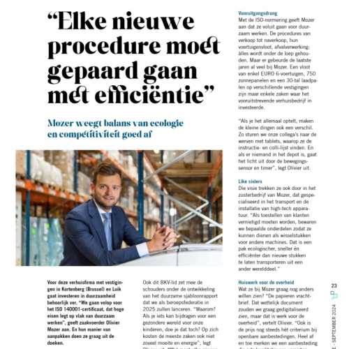 Image représentant l’article: Mozer Belux dans le BKV Magazine – Travailler durablement pour un avenir meilleur ! 